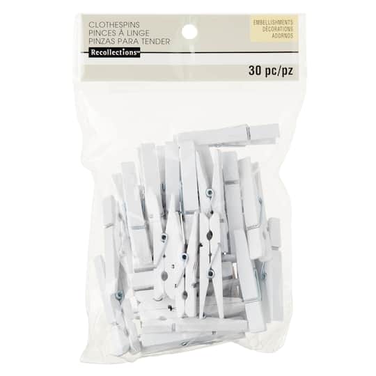 12 Packs: 30 ct. (360 total) White Medium Clothespin Embellishments by Recollections&#x2122;
